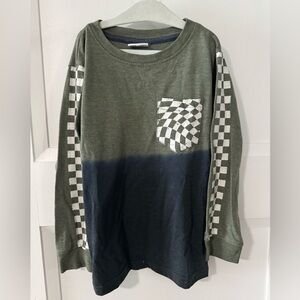 MISH Boys size 5 Kids Long-Sleeve Two-Tone Crewneck Shirt with Checker Pocket